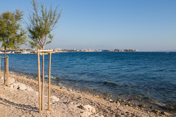 Fototapeta na wymiar Playa de la ciudad de Zadar en Croacia