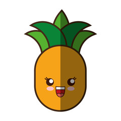 pineapple fresh fruit kawaii style isolated icon vector illustration design