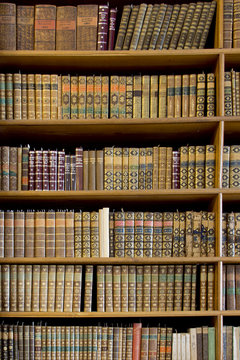 Book shelves in an old library