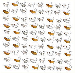 Cute cat pattern watercolor