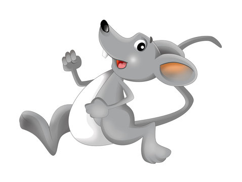 Cartoon happy and funny mouse - isolated background - illustration for children