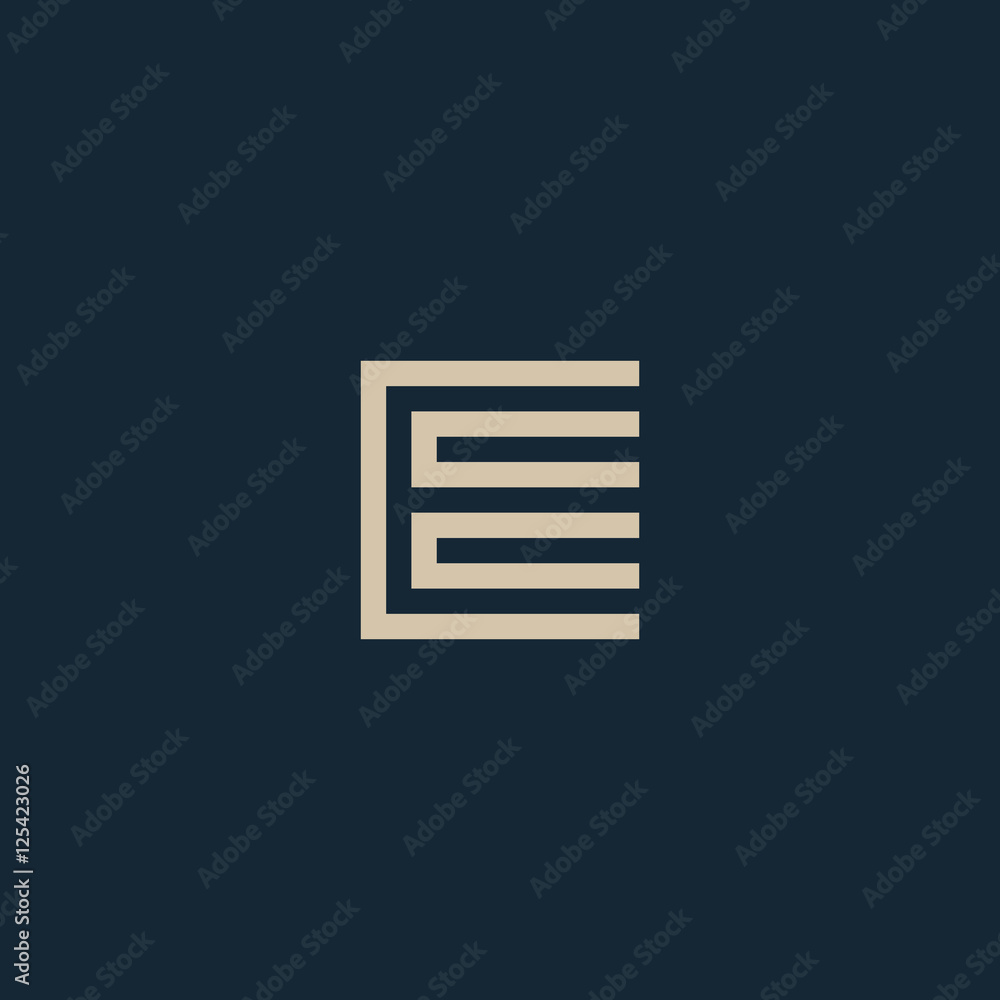 Poster unusual geometric letter e. architecture vector logo. isolated monogram.