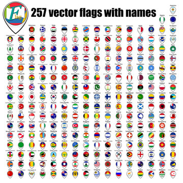 flags of the world, round icons