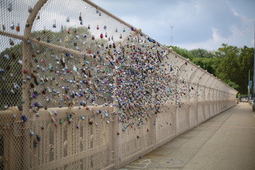 Love Locks Hanging from a Chain Link Fence in Pittsburgh, Pennsylvania 