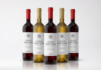 Five Bottles of Wine Mockup 2