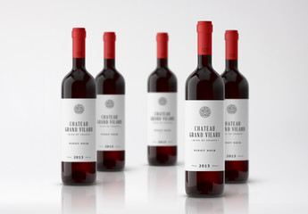 Five Bottles of Wine Mockup 1