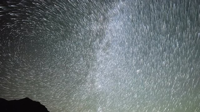 Star Trails Night Sky Cosmos Galaxy Time-lapse over plateau on Kackar Mountains, Turkey.