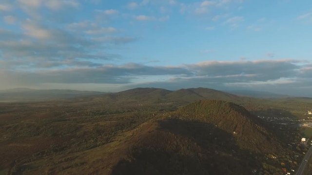 Aerial timelapse of a crossroad traffic shot with a drone in Mountines