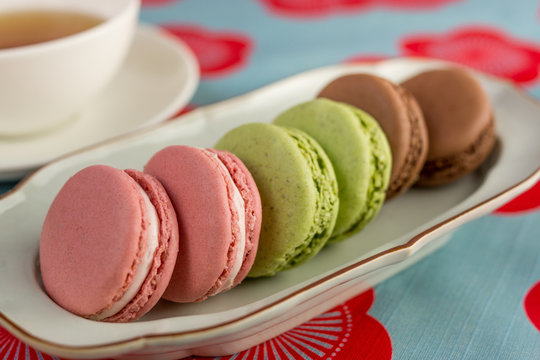 french macarons at tea time