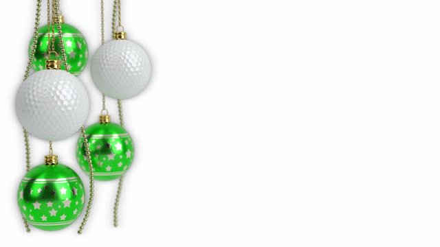 christmas balls and golf balls theme. 3D render. seamless loop