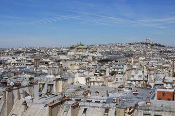 Aerial view of Paris city and Sacre-Coeur from Jardin Des Tuileries.