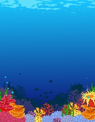Naklejka na ściany i meble beauty corals with underwater view background