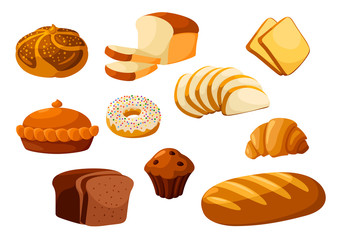 Bakery bread isolated vector icons