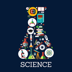 Science conceptual beaker emblem