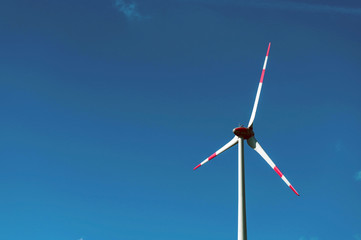 blue sky with Wind turbines generating electricity