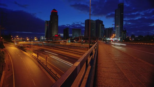 Tel Aviv Ayalon Hihgway time lapse. night to day 