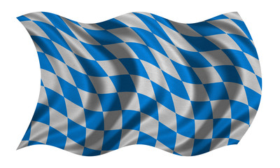 Flag of Bavaria wavy on white, fabric texture