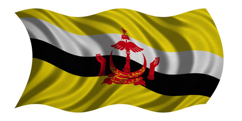 Obraz premium Flag of Brunei wavy on white, fabric texture