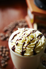 Coffee with cream on top