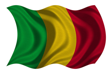 Obraz premium Flag of Mali wavy on white, fabric texture