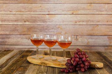 Rose wine flight with grapes