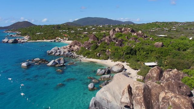 Aerial view of The Baths, Virgin Gorda, British Virgin Islands 