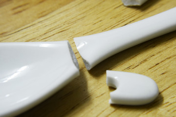 ceramic spoon on table, set spoon