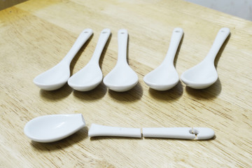 ceramic spoon on table, set spoon
