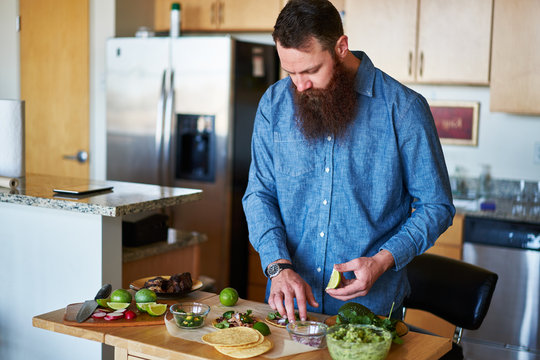 Making Tacos At Home In Kitchen