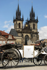 Naklejka na ściany i meble empty carriage for tourists on the Old Town Square in Prague