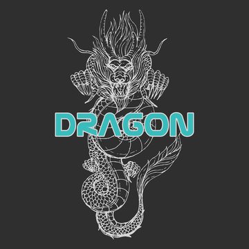 DRAGON vintage logo vector design
