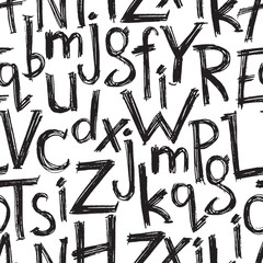 Vector hand drawn seamless pattern with letters
