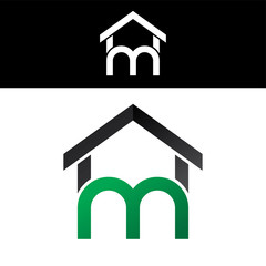house home realty linked overlapped uppercase logo green black