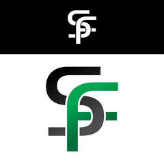 initial letter linked overlapped uppercase logo green black
