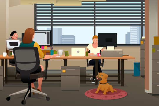 Business People Bringing Pet to Office
