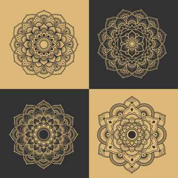 Mandala decorative ornament design for coloring page, greeting card, invitation, tattoo, yoga and spa symbol. Vector illustration