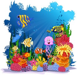 funny cartoon sea life for you design