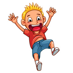 Boy jumping cartoon style