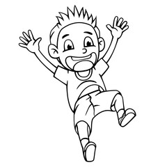 Boy jumping cartoon style