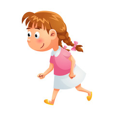 Girl running cartoon style