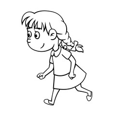 Girl running cartoon style