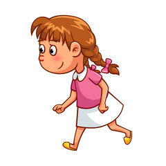 Girl running cartoon style