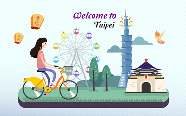 Fototapeta premium Adorable taiwan travel poster