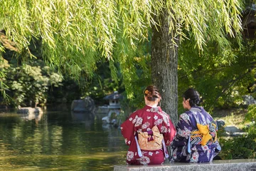 Deurstickers Kyoto Kimono Dames Maruyama Park © Miyamoto