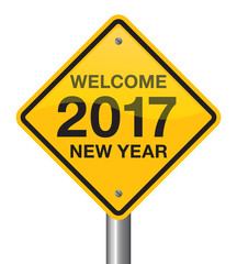 Happy New Year 2017 road sign