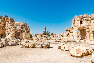 Fototapeta na wymiar Hexagonal Court of Baalbek in Beqaa Valley, Lebanon. Baalbek is located about 85 km northeast of Beirut. It has led to its designation as a UNESCO World Heritage Site in 1984.