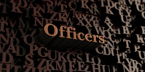 Officers - Wooden 3D rendered letters/message.  Can be used for an online banner ad or a print postcard.