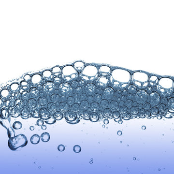 Water bubbles on white background.