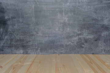 wooden boards on blackboard background