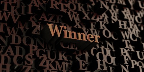 Winner - Wooden 3D rendered letters/message.  Can be used for an online banner ad or a print postcard.